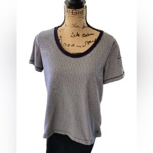 Lands End b&w fine horizontal-striped T, cute pocket detail on left sleeve.
